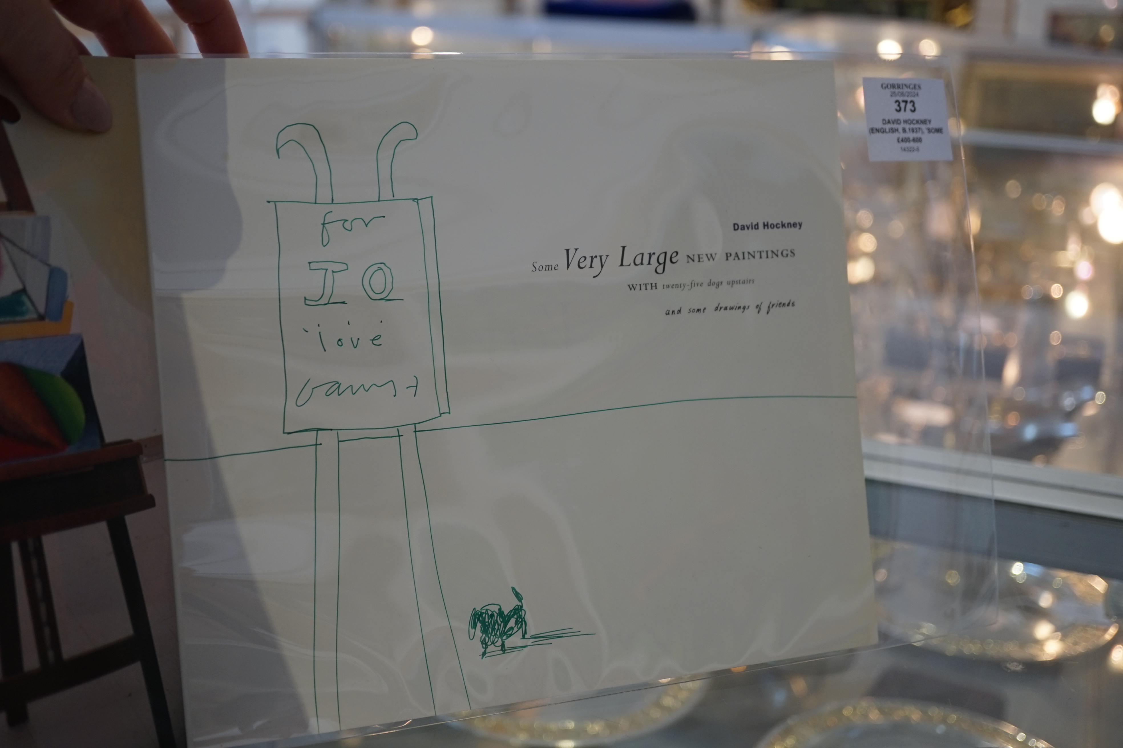 David Hockney (English, b.1937), 'Some very large new paintings with 25 dogs upstairs', Exhibition catalogue for L.A. Louver May 1995, overall 21.5 x 25.5cm